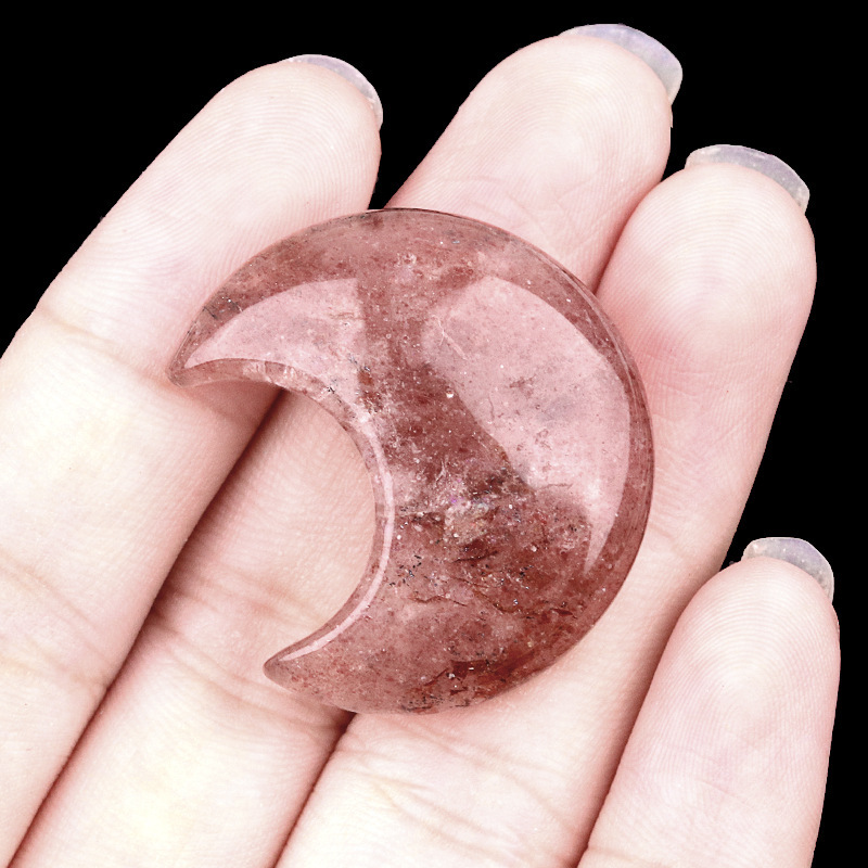 Natural Crystal Moon Charm, Crescent Stone Carving No Hole Pendant for DIY Jewelry Making, Decorative Crafts and Handmade Accessory Projects