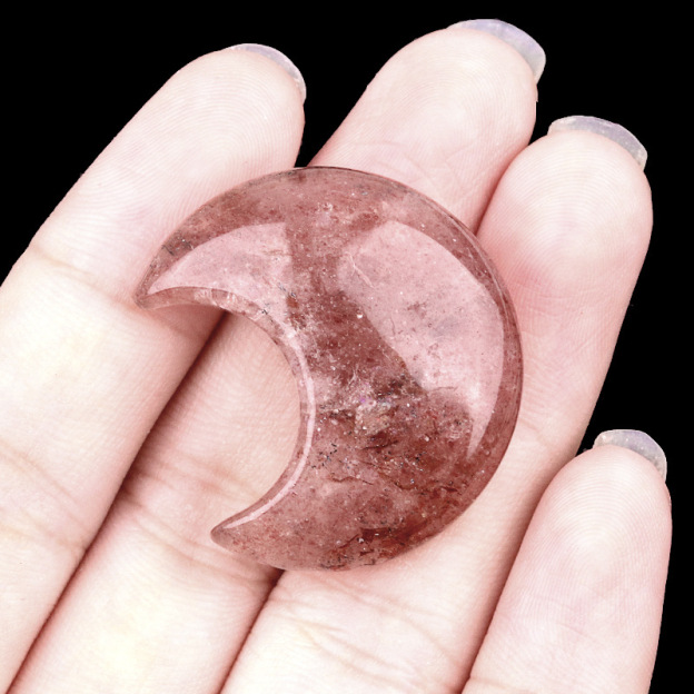 Natural Crystal Moon Charm, Crescent Stone Carving No Hole Pendant for DIY Jewelry Making, Decorative Crafts and Handmade Accessory Projects