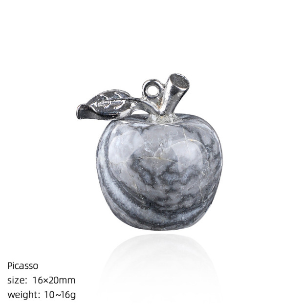 Crystal Fruit Pendant with Leaf, Multi-Color Stone Charm for DIY Necklace or Craft Projects