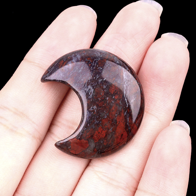 Natural Crystal Moon Charm, Crescent Stone Carving No Hole Pendant for DIY Jewelry Making, Decorative Crafts and Handmade Accessory Projects