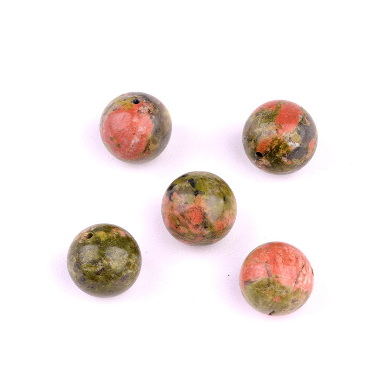 Natural Stone Half Drilled Round Beads, 12mm Crystal Agate Semi Hole Loose Beads for DIY Earrings Stud Jewelry Making and Inlay Accessories