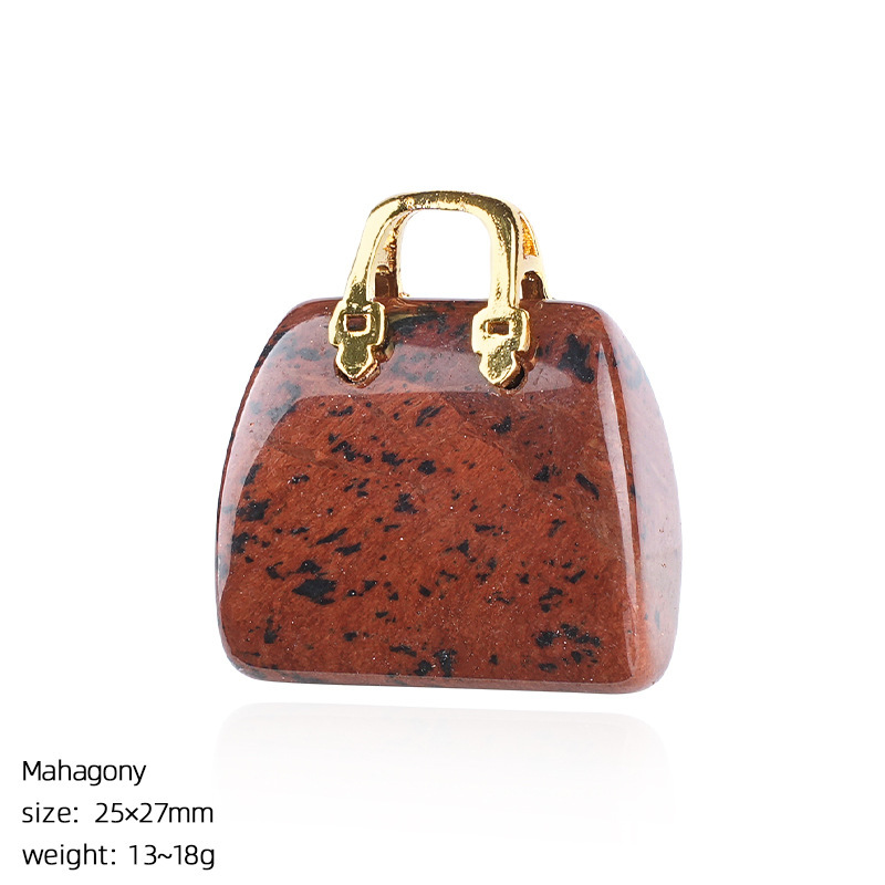 Natural Stone Mini Handbag Pendant, Agate Crystal Bag Charm for Necklace, DIY Decoration or Display Piece