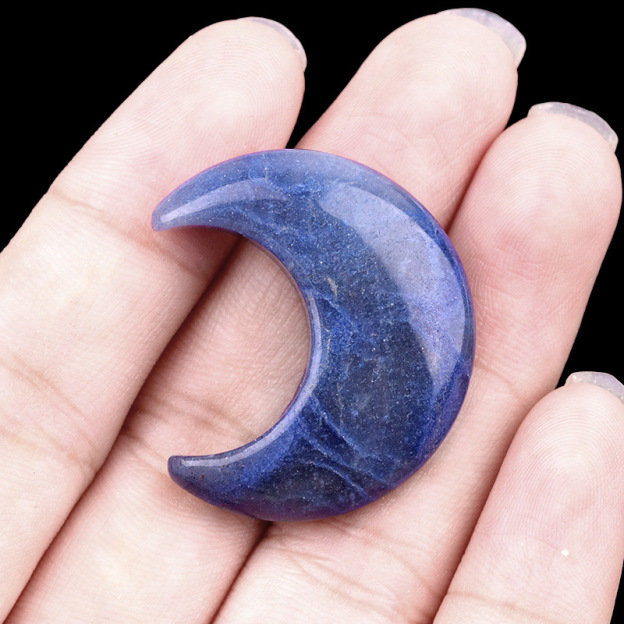 Natural Crystal Moon Charm, Crescent Stone Carving No Hole Pendant for DIY Jewelry Making, Decorative Crafts and Handmade Accessory Projects