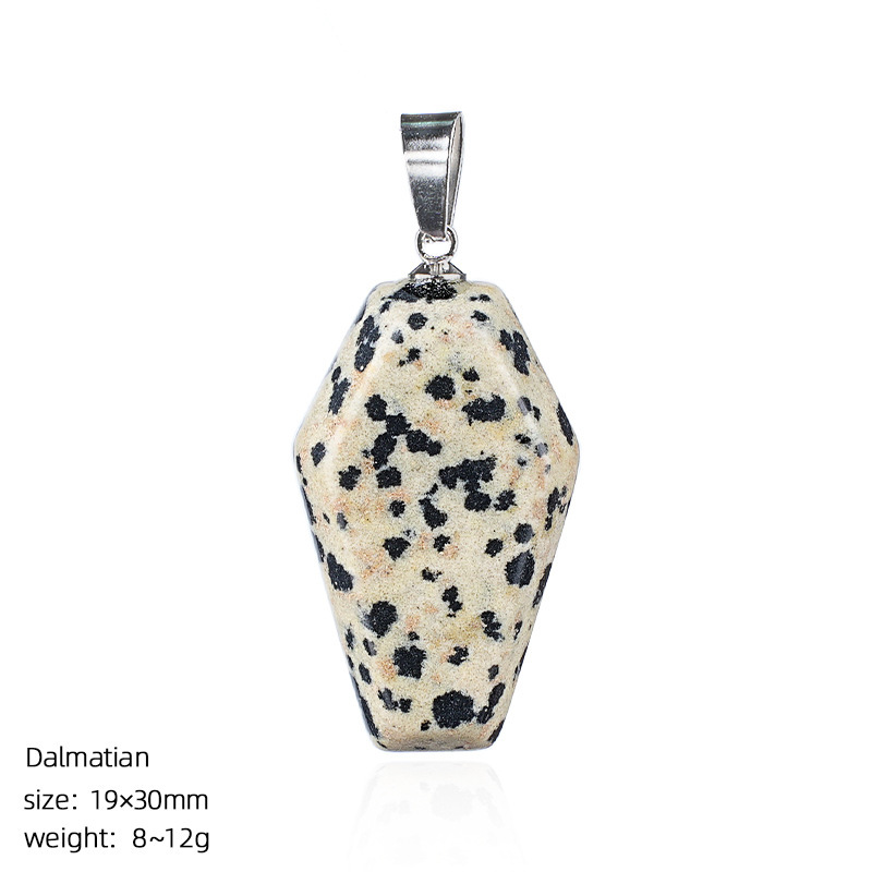 Natural Coffin-Shaped Crystal Pendant Necklace, Faceted Gemstone Coffin Charm, Gothic Style Stone Jewelry for Daily Wear or Seasonal Styling