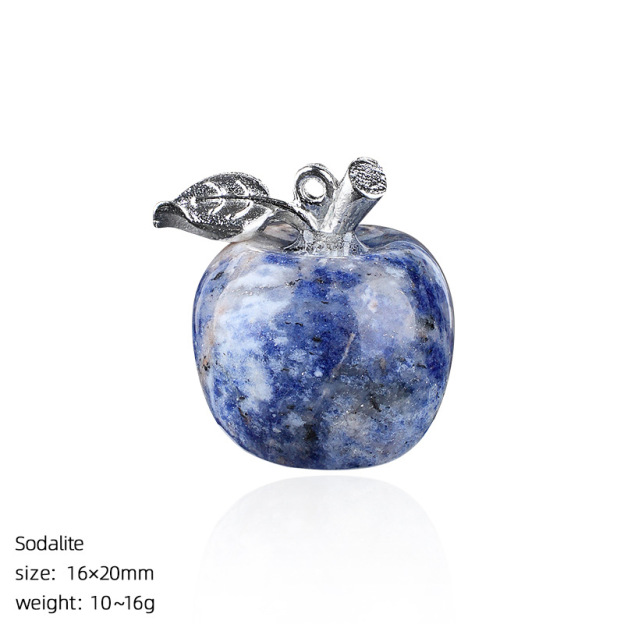 Crystal Fruit Pendant with Leaf, Multi-Color Stone Charm for DIY Necklace or Craft Projects