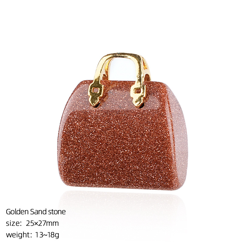 Natural Stone Mini Handbag Pendant, Agate Crystal Bag Charm for Necklace, DIY Decoration or Display Piece