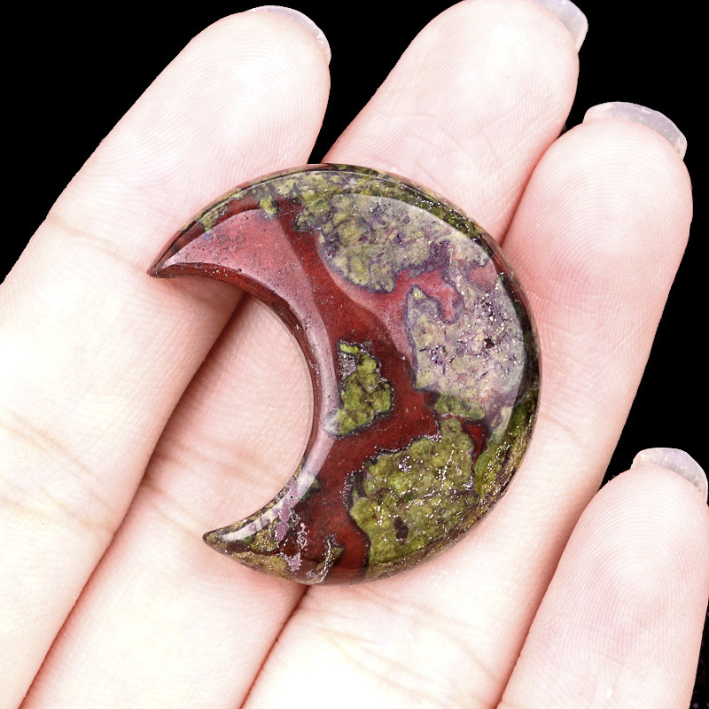 Natural Crystal Moon Charm, Crescent Stone Carving No Hole Pendant for DIY Jewelry Making, Decorative Crafts and Handmade Accessory Projects