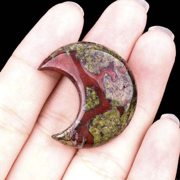 Natural Crystal Moon Charm, Crescent Stone Carving No Hole Pendant for DIY Jewelry Making, Decorative Crafts and Handmade Accessory Projects