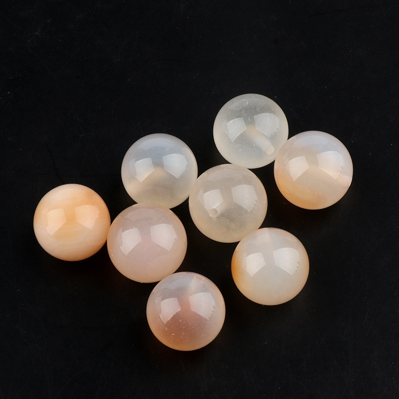 Natural Stone Half Drilled Round Beads, 12mm Crystal Agate Semi Hole Loose Beads for DIY Earrings Stud Jewelry Making and Inlay Accessories