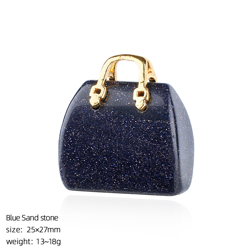 Natural Stone Mini Handbag Pendant, Agate Crystal Bag Charm for Necklace, DIY Decoration or Display Piece