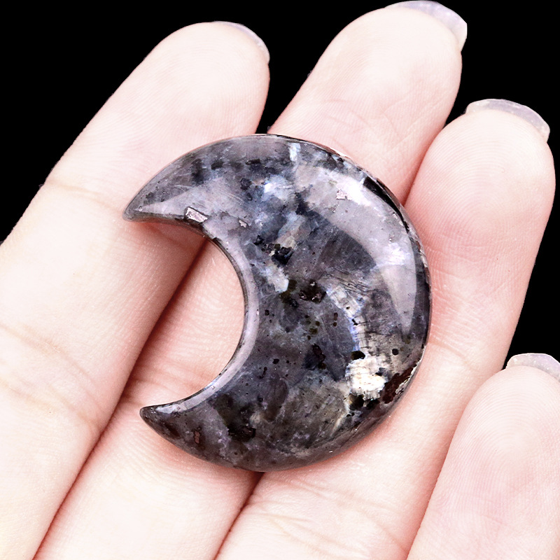 Natural Crystal Moon Charm, Crescent Stone Carving No Hole Pendant for DIY Jewelry Making, Decorative Crafts and Handmade Accessory Projects