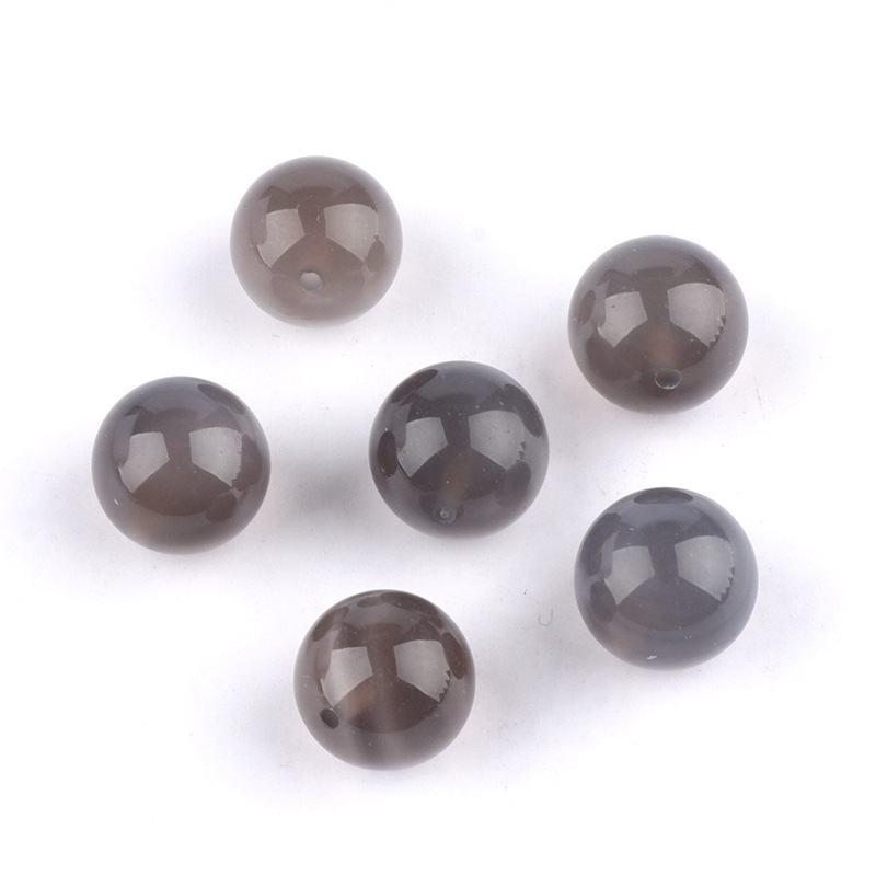 Natural Stone Half Drilled Round Beads, 12mm Crystal Agate Semi Hole Loose Beads for DIY Earrings Stud Jewelry Making and Inlay Accessories