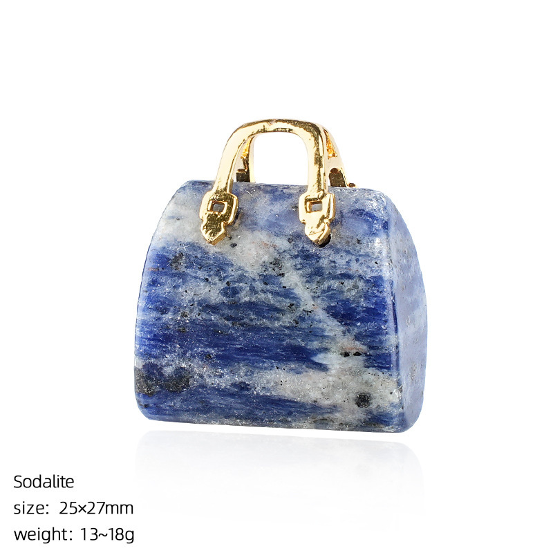Natural Stone Mini Handbag Pendant, Agate Crystal Bag Charm for Necklace, DIY Decoration or Display Piece
