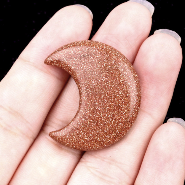 Natural Crystal Moon Charm, Crescent Stone Carving No Hole Pendant for DIY Jewelry Making, Decorative Crafts and Handmade Accessory Projects