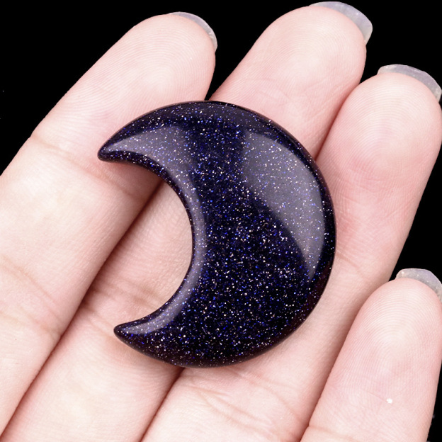 Natural Crystal Moon Charm, Crescent Stone Carving No Hole Pendant for DIY Jewelry Making, Decorative Crafts and Handmade Accessory Projects
