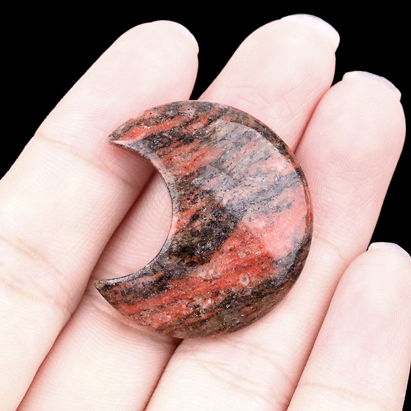 Natural Crystal Moon Charm, Crescent Stone Carving No Hole Pendant for DIY Jewelry Making, Decorative Crafts and Handmade Accessory Projects