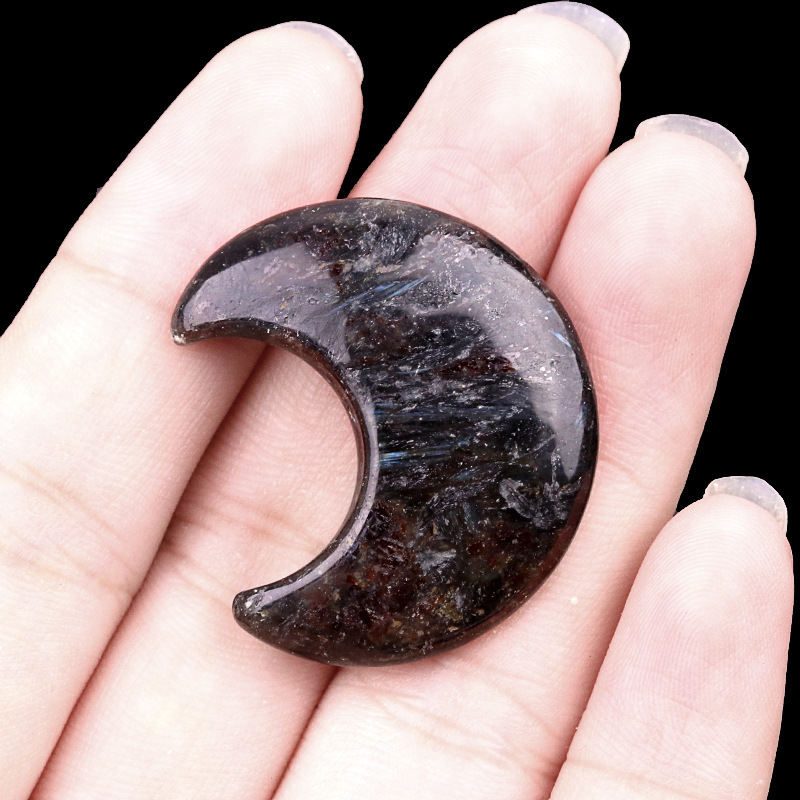 Natural Crystal Moon Charm, Crescent Stone Carving No Hole Pendant for DIY Jewelry Making, Decorative Crafts and Handmade Accessory Projects