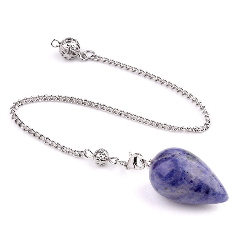 Natural Crystal Teardrop Pendulum Pendant Necklace Stone Dowsing Charm with Chain Jewelry Accessory 20260211-01