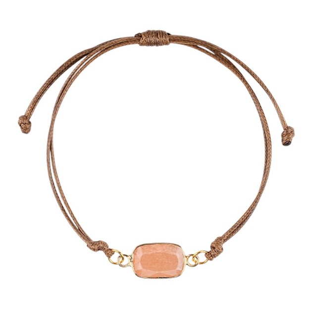 Natural Crystal Faceted Rectangle Bracelet, Adjustable Handwoven Cord for Daily Wear, DIY Jewelry, Personalized Gift