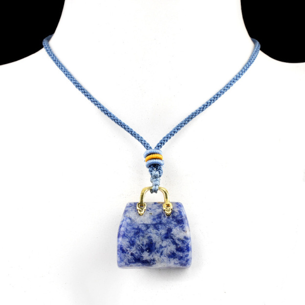 Natural Crystal Handbag Shape Pendant, Agate Stone Mini Bag Ornament Woven Rope Sweater Chain Accessory, Multi Material Decorative Pendant