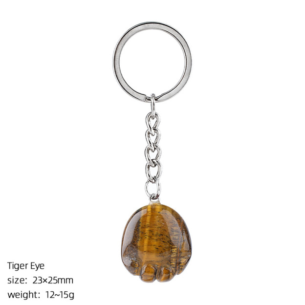 Natural Crystal Paw Keychain, Cute Stone Cat Paw Charm for Bag Decoration, Key Ring Accessory, DIY Pendant and Everyday Gift