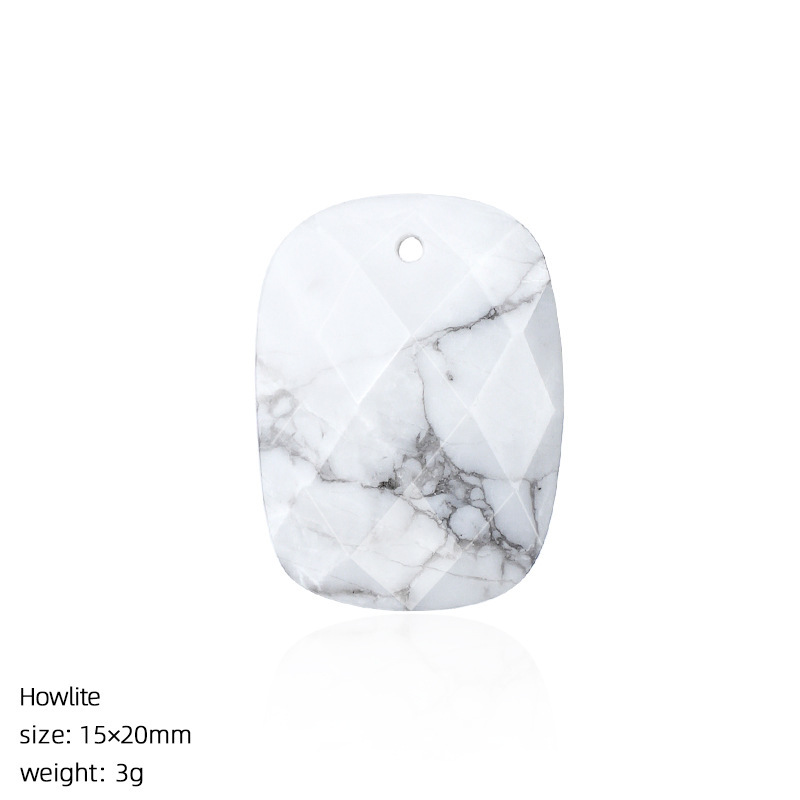 Natural Stone Faceted Rectangle Pendant Charm for DIY Necklace Bracelet Earrings Hair Accessories Craft Pendant