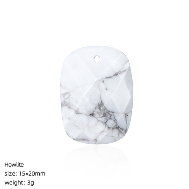 Natural Stone Faceted Rectangle Pendant Charm for DIY Necklace Bracelet Earrings Hair Accessories Craft Pendant
