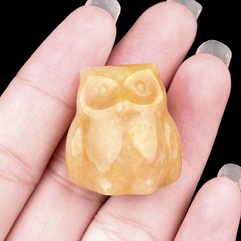 Natural Stone Owl Mini Figurine Hand Carved Animal Desk Decor Small Owl Statue Home Display Collectible Ornament Gift