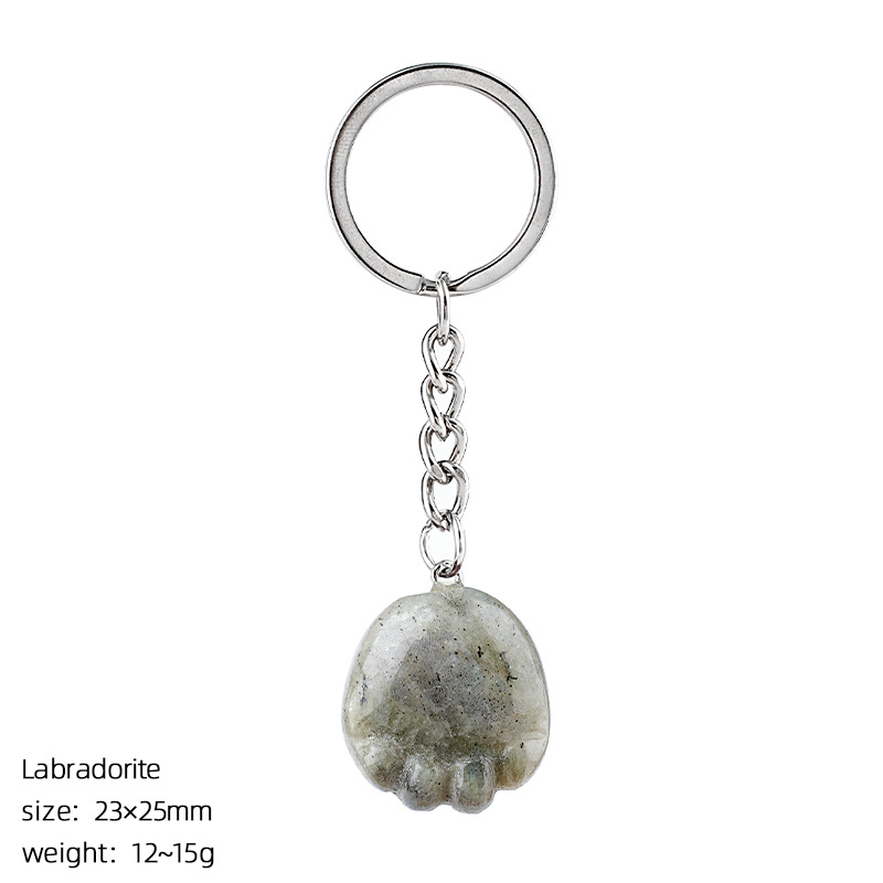 Natural Crystal Paw Keychain, Cute Stone Cat Paw Charm for Bag Decoration, Key Ring Accessory, DIY Pendant and Everyday Gift