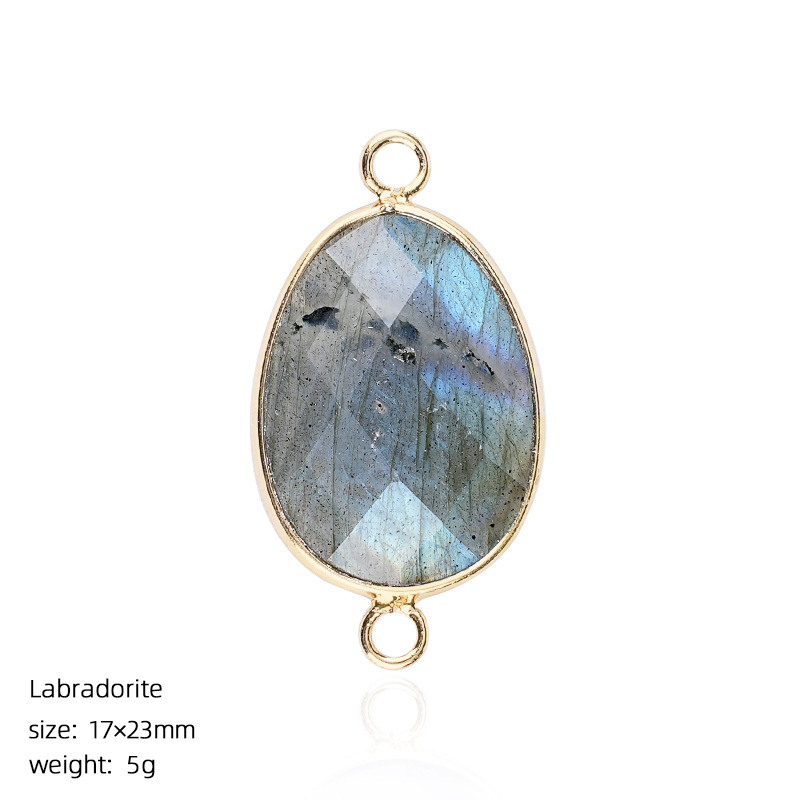 Natural Crystal Faceted Connector Charm, Gold Wrapped Double Loop Gemstone Pendant for DIY Bracelet, Necklace and Handmade Jewelry Making