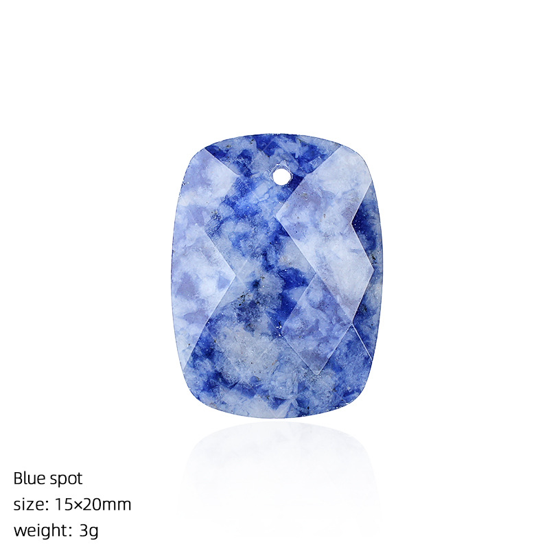 Natural Stone Faceted Rectangle Pendant Charm for DIY Necklace Bracelet Earrings Hair Accessories Craft Pendant