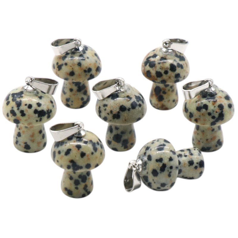 Natural Crystal Mushroom Pendant, Small Stone Mushroom Charm for DIY Necklace, Keychain, Jewelry Making and Cute Everyday Accessories