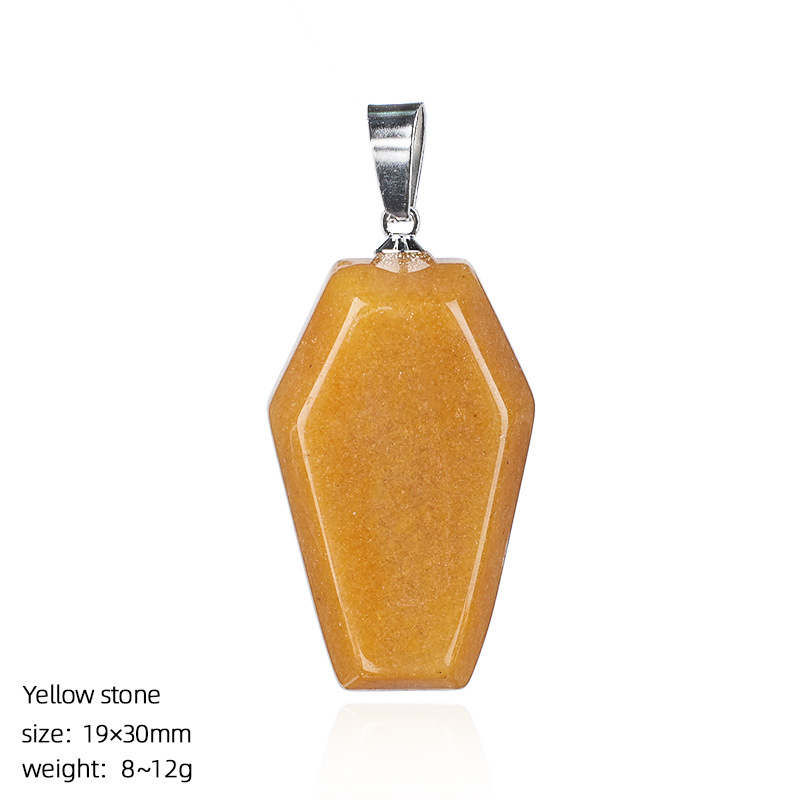 Natural Coffin-Shaped Crystal Pendant Necklace, Faceted Gemstone Coffin Charm, Gothic Style Stone Jewelry for Daily Wear or Seasonal Styling