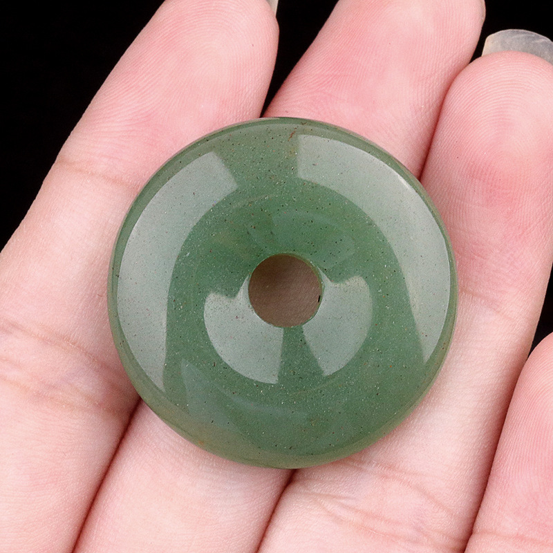 Natural Stone Donut Circle Pendant DIY Necklace Charm Round Large Hole Amulet Style Smooth Polished Minimalist Fashion Accessory