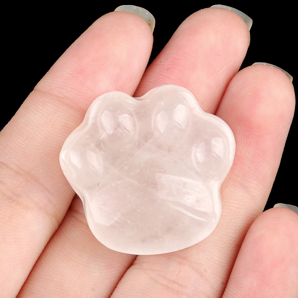 Natural Crystal Paw Figurine, Carved Cat Paw Bear Paw Stone Mini Desk Decor Gift, Polished Animal Palm Ornament and Cute Display Collectible
