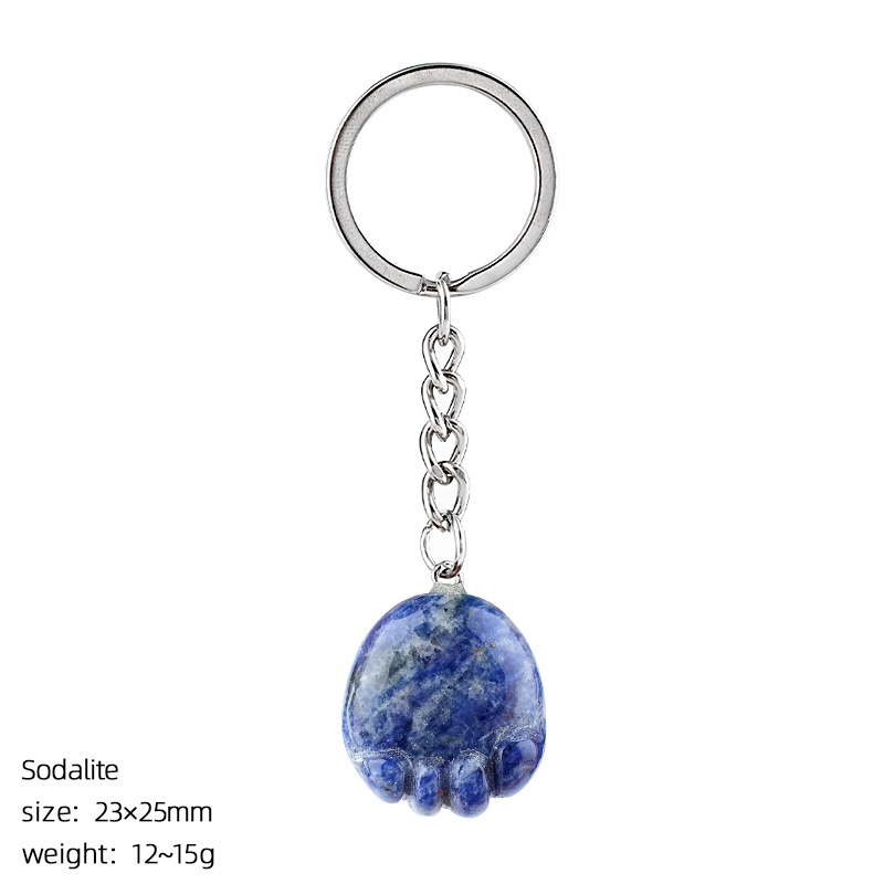 Natural Crystal Paw Keychain, Cute Stone Cat Paw Charm for Bag Decoration, Key Ring Accessory, DIY Pendant and Everyday Gift