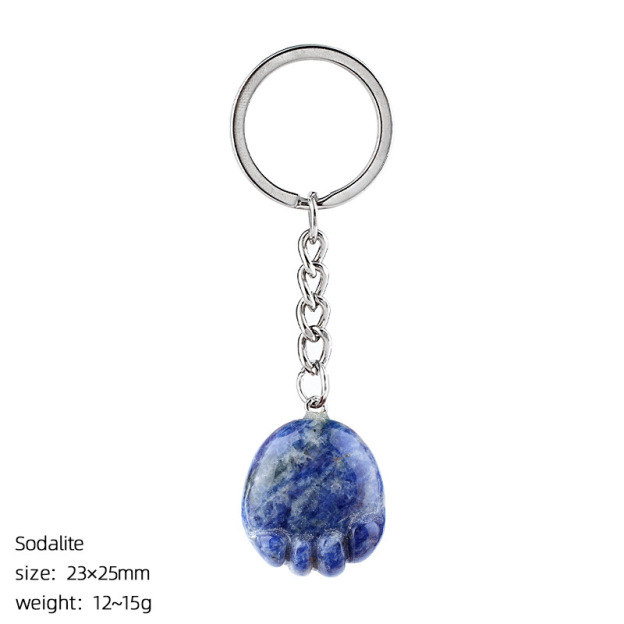 Natural Crystal Paw Keychain, Cute Stone Cat Paw Charm for Bag Decoration, Key Ring Accessory, DIY Pendant and Everyday Gift