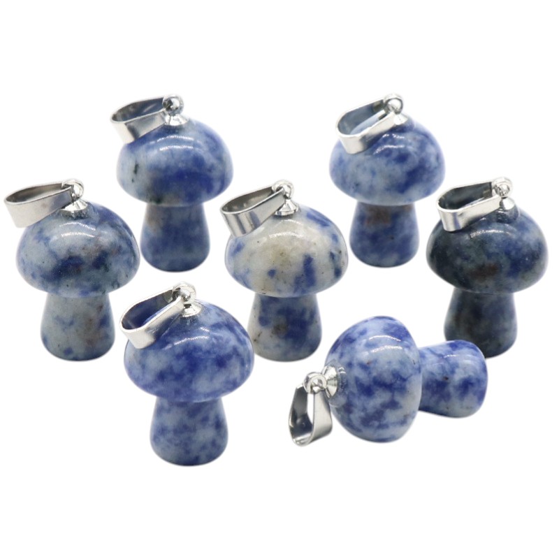 Natural Crystal Mushroom Pendant, Small Stone Mushroom Charm for DIY Necklace, Keychain, Jewelry Making and Cute Everyday Accessories