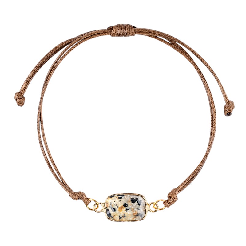 Natural Crystal Faceted Rectangle Bracelet, Adjustable Handwoven Cord for Daily Wear, DIY Jewelry, Personalized Gift