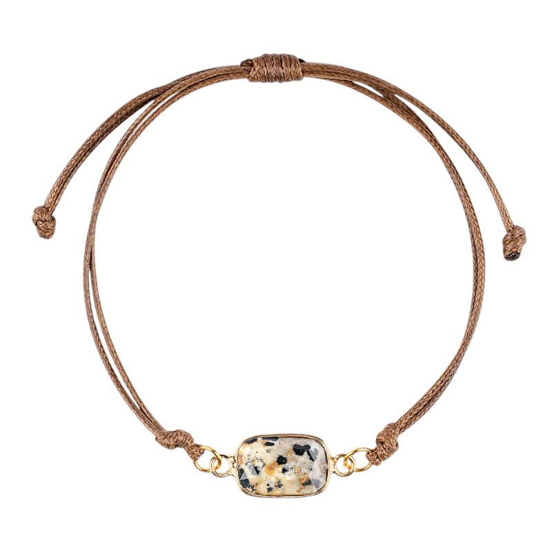 Natural Crystal Faceted Rectangle Bracelet, Adjustable Handwoven Cord for Daily Wear, DIY Jewelry, Personalized Gift
