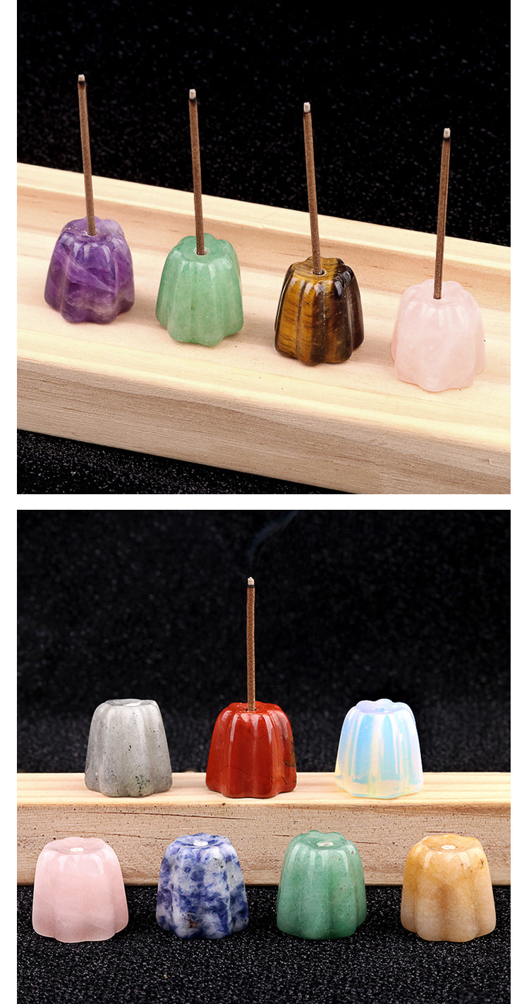 Natural Crystal Flower Incense Holder, Carved Agate Stone Stick Incense Base Mini Aromatherapy Holder Decorative Crystal Burner Ornament