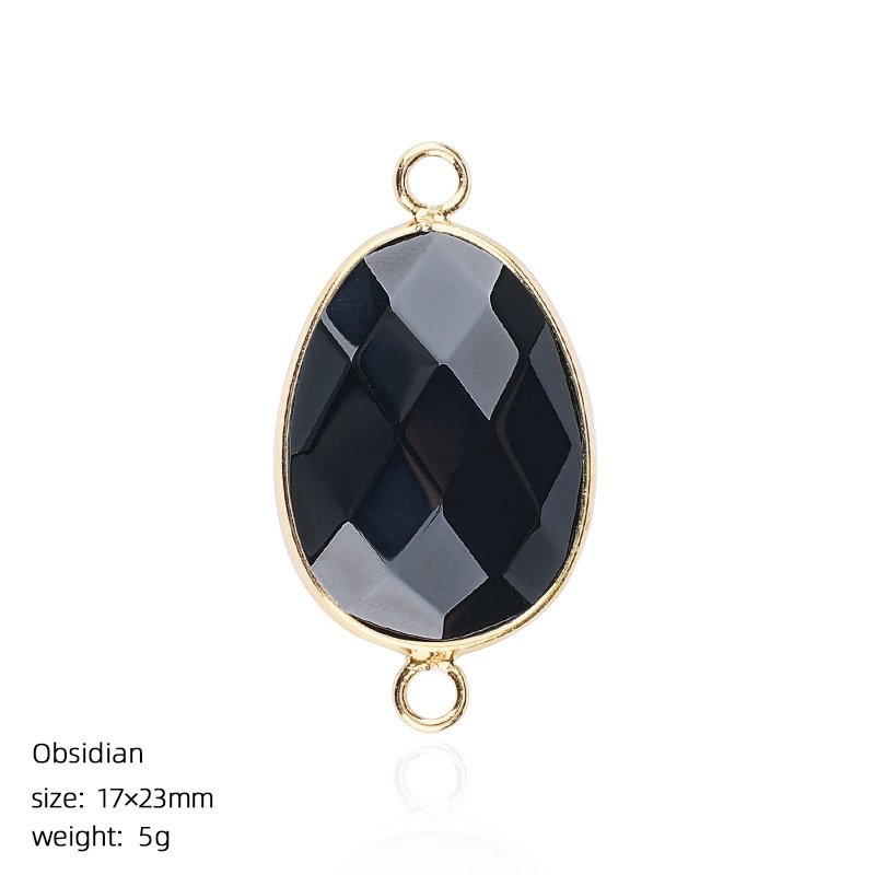 Natural Crystal Faceted Connector Charm, Gold Wrapped Double Loop Gemstone Pendant for DIY Bracelet, Necklace and Handmade Jewelry Making