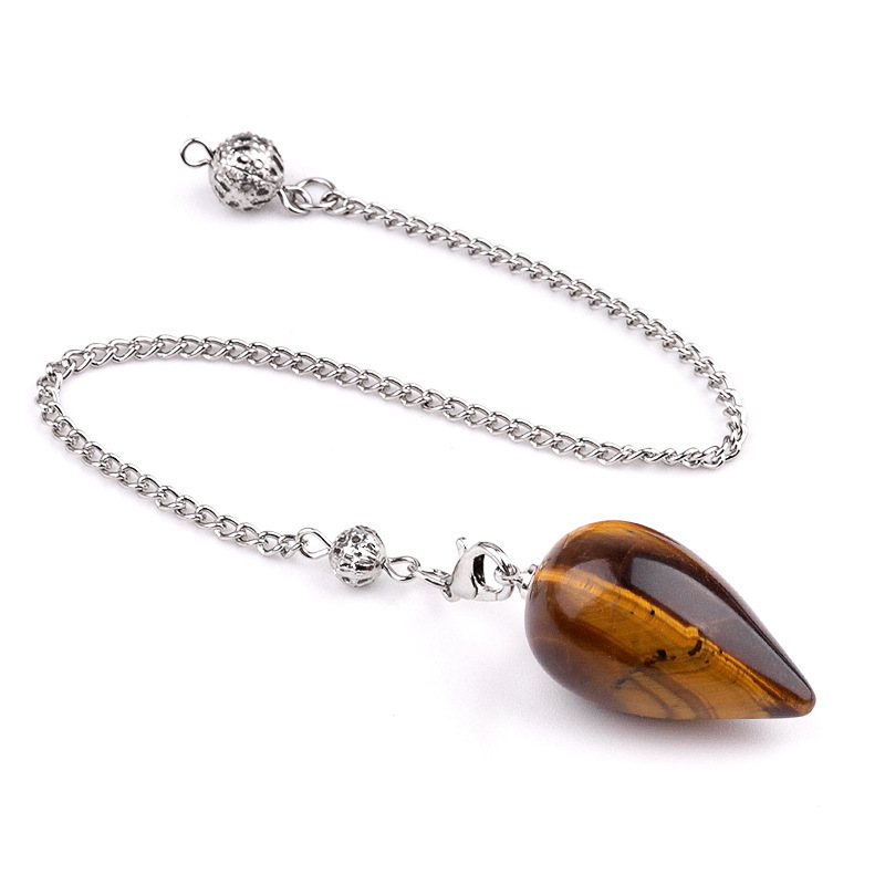 Natural Crystal Teardrop Pendulum Pendant Necklace Stone Dowsing Charm with Chain Jewelry Accessory 20260211-01