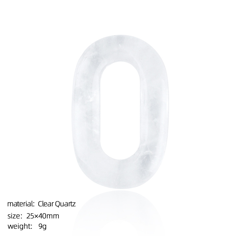 Natural Stone Oval O-Ring Pendant 25×40mm Large Hole Crystal & Jadeite Carved Loop Connector for DIY Necklace Jewelry Making