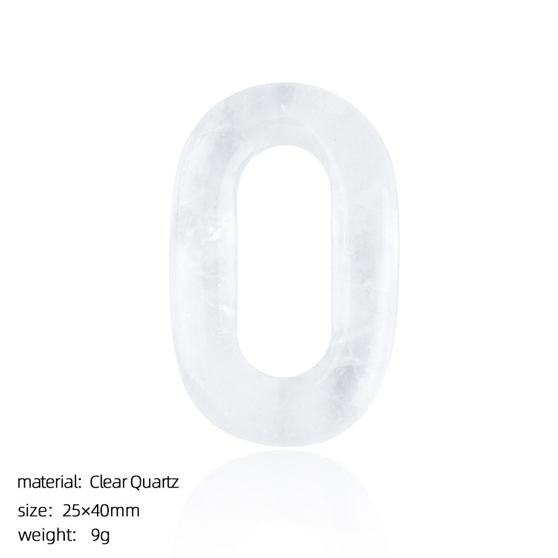 Natural Stone Oval O-Ring Pendant 25×40mm Large Hole Crystal & Jadeite Carved Loop Connector for DIY Necklace Jewelry Making