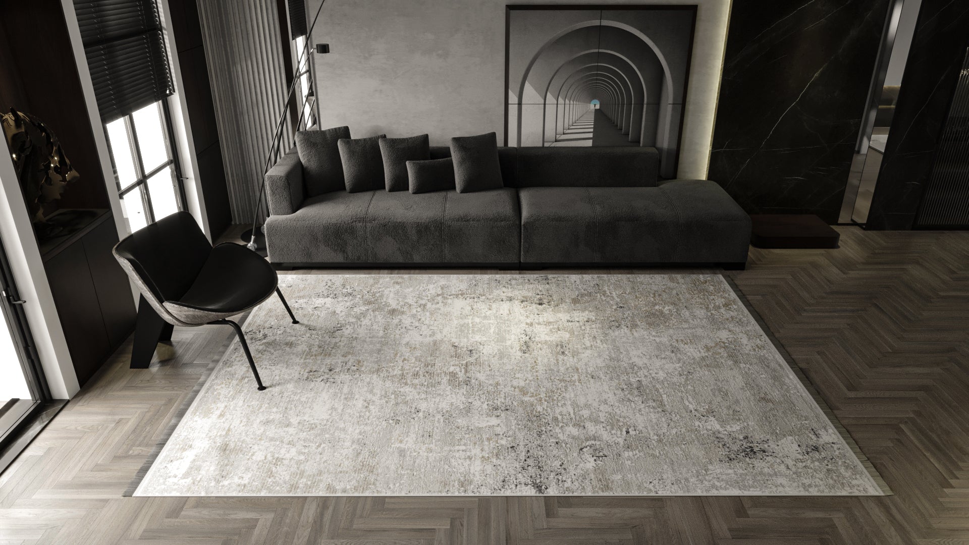 Serene Tides Neutral Abstract Rug