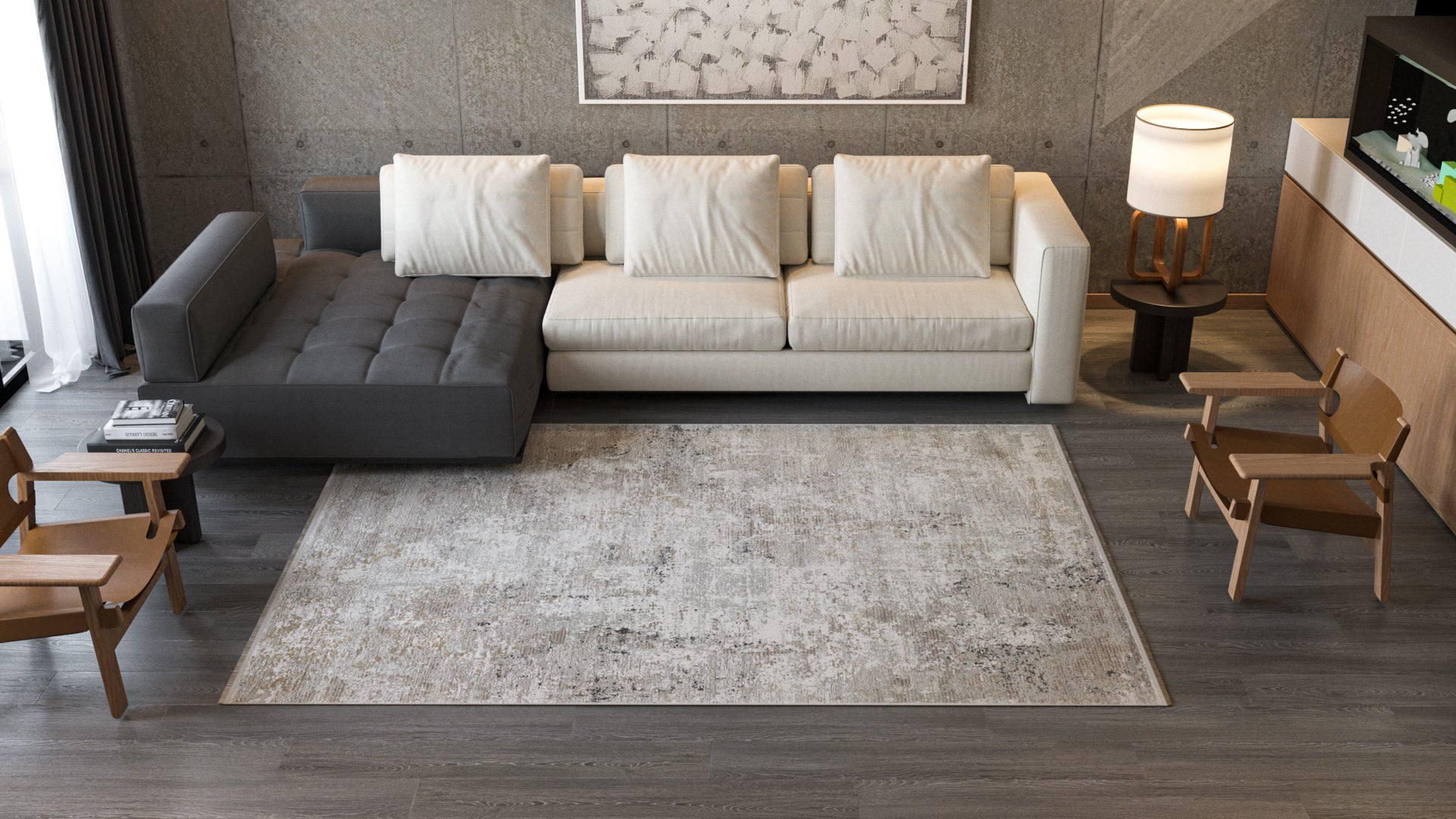 Serene Tides Neutral Abstract Rug