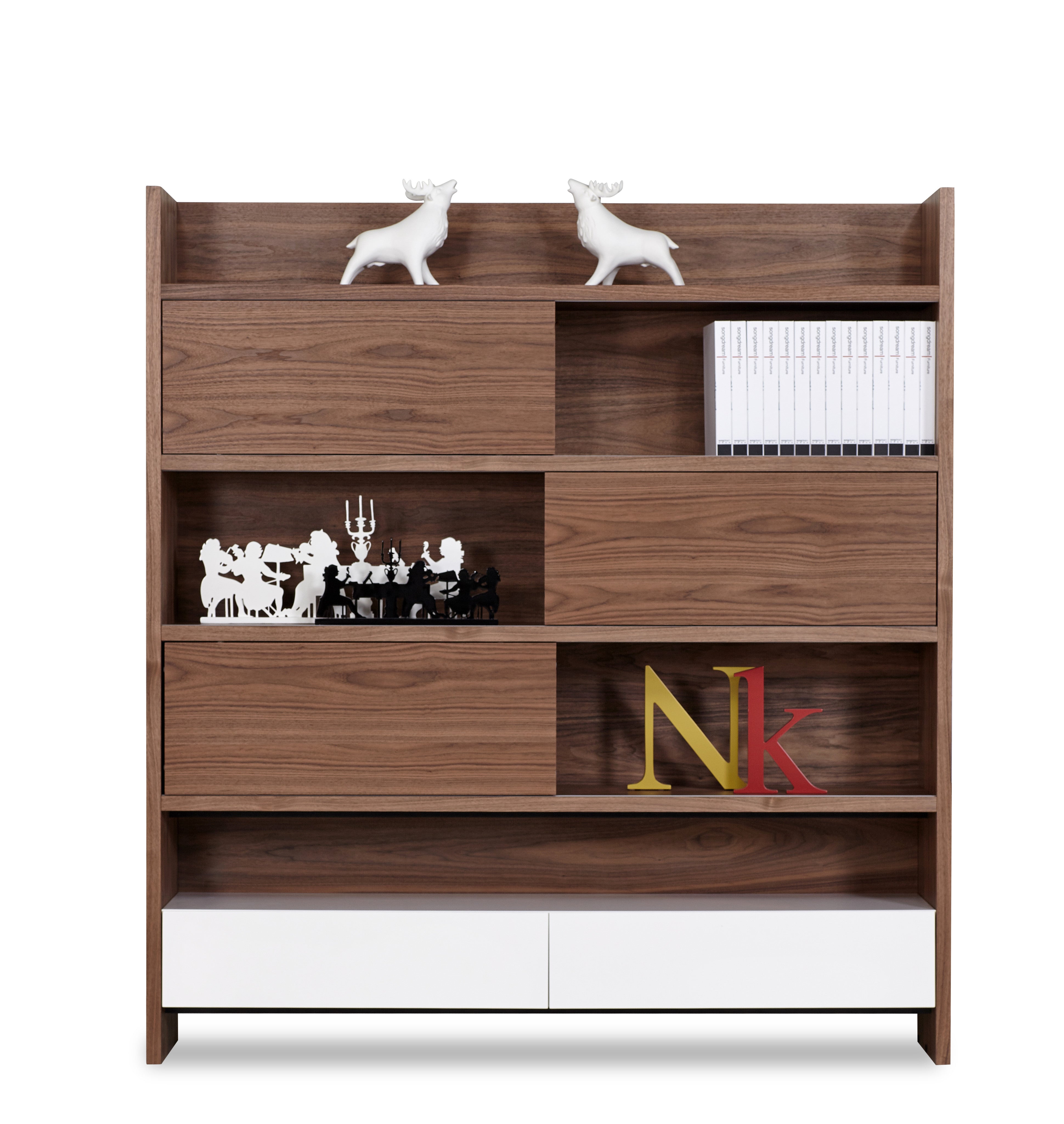 Songdream Swing Bookcase Natural Walnut And White