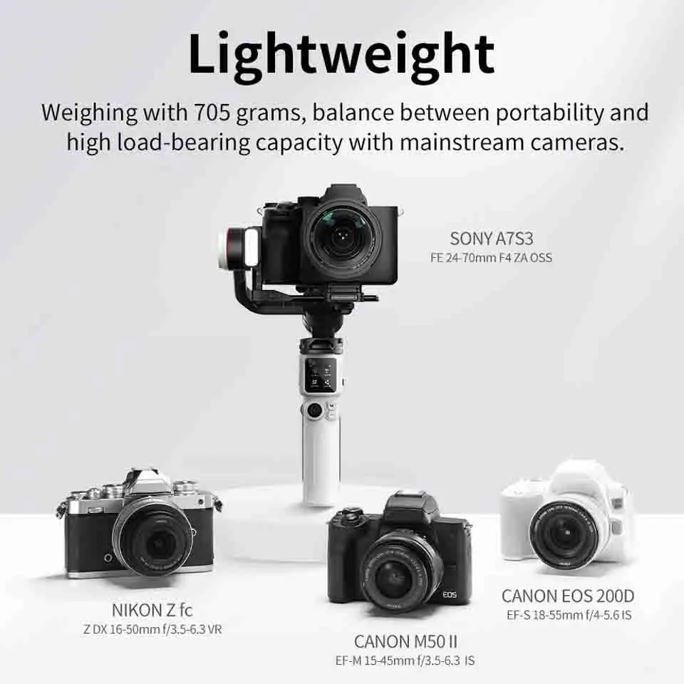 【 Do Brasil】ZHIYUN CRANE M 3S Camera Gimbal Stabilizer - 3-Axis Anti-Shake Smart Follow  for Camera/Phone Vlog Live Streaming