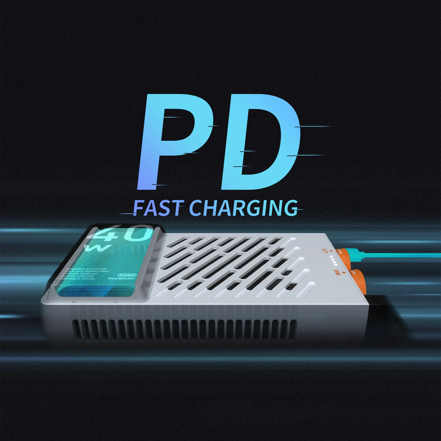 【Do Brasil】ZHIYUN FIVERAY M40 40W Lâmpada LED Luz de preenchimento Luz de bolso portátil Foto Lâmpada de vídeo Luz de preenchimento Iluminação fotográfica